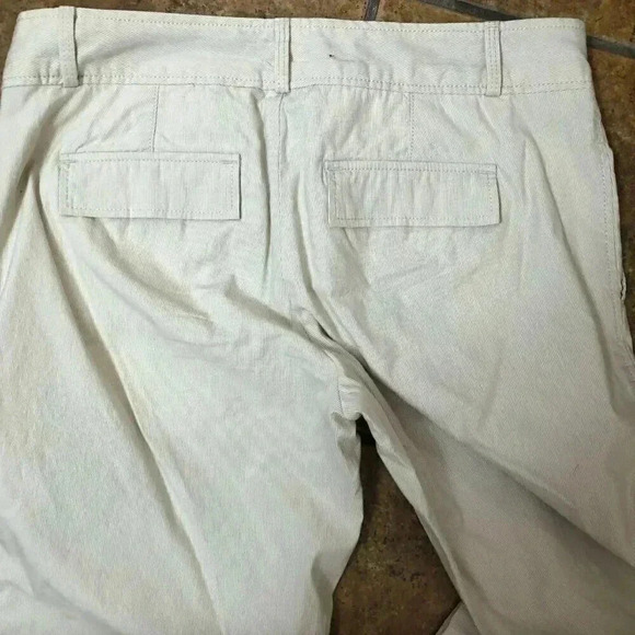 Khaki Pinstripe Trouser Banana Rebublic Size 2 Stretch - Picture 4 of 8